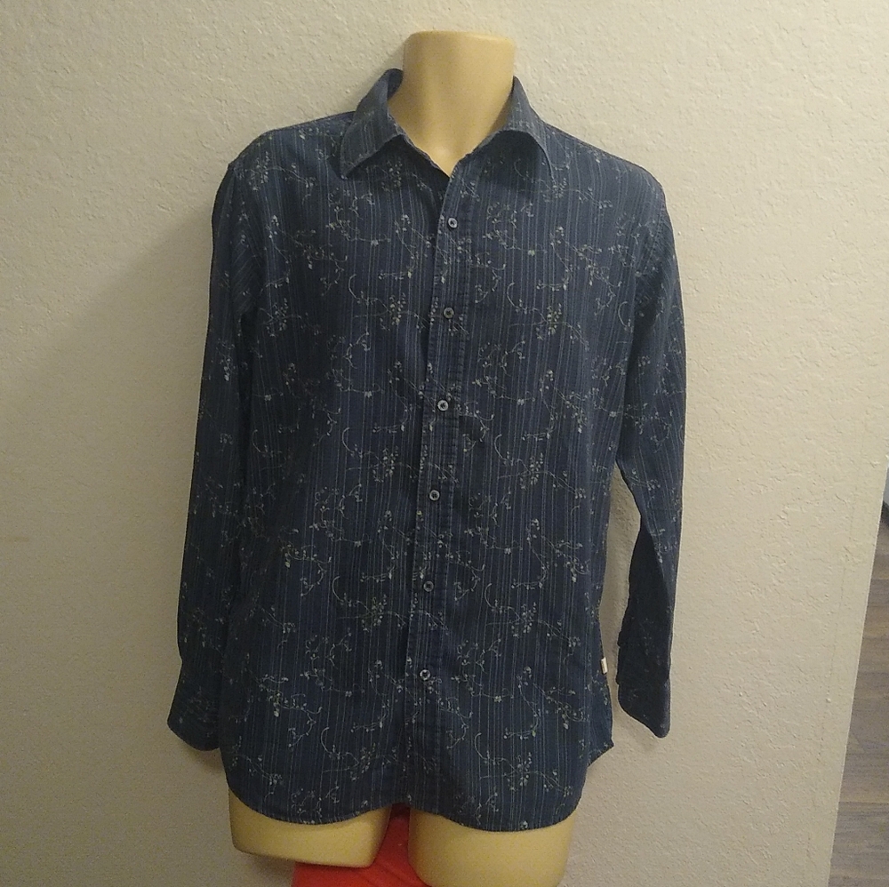 Rebel and Crew Navy Blue White Long Sleeves Medium Shirt